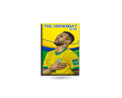 Fridge magnet with a soccer player in a yellow jersey on a white background