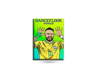 Soccer player in a yellow jersey with 'Dancefloor Winger' text on a green background