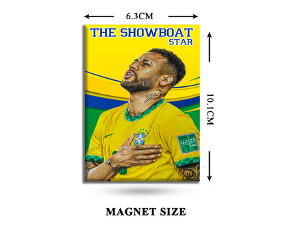 Magnet with a person wearing a yellow sports jersey, dimensions indicated.