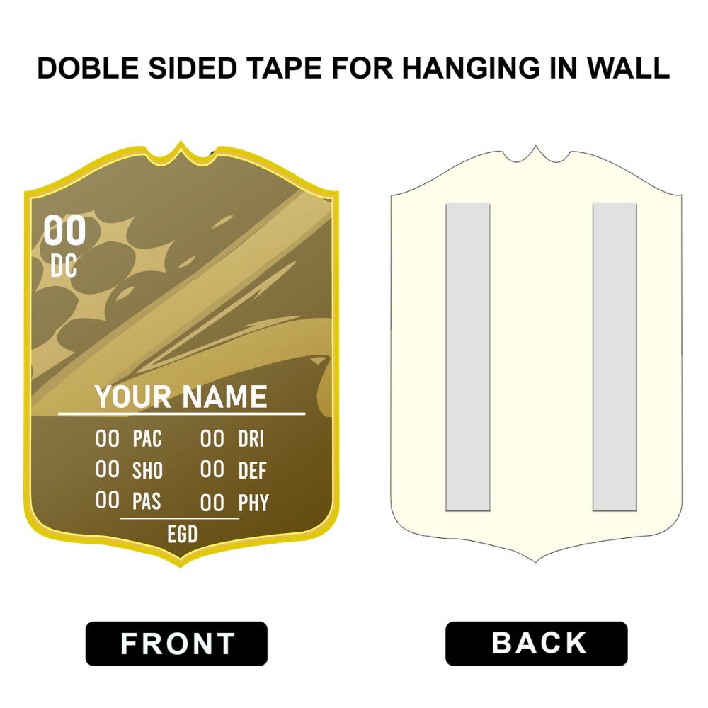 Double-sided tape for hanging in wall with front and back views on a white background