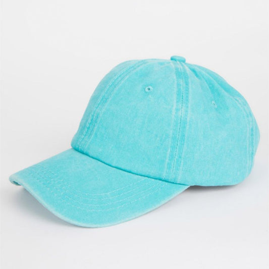 Light blue baseball cap on a white background