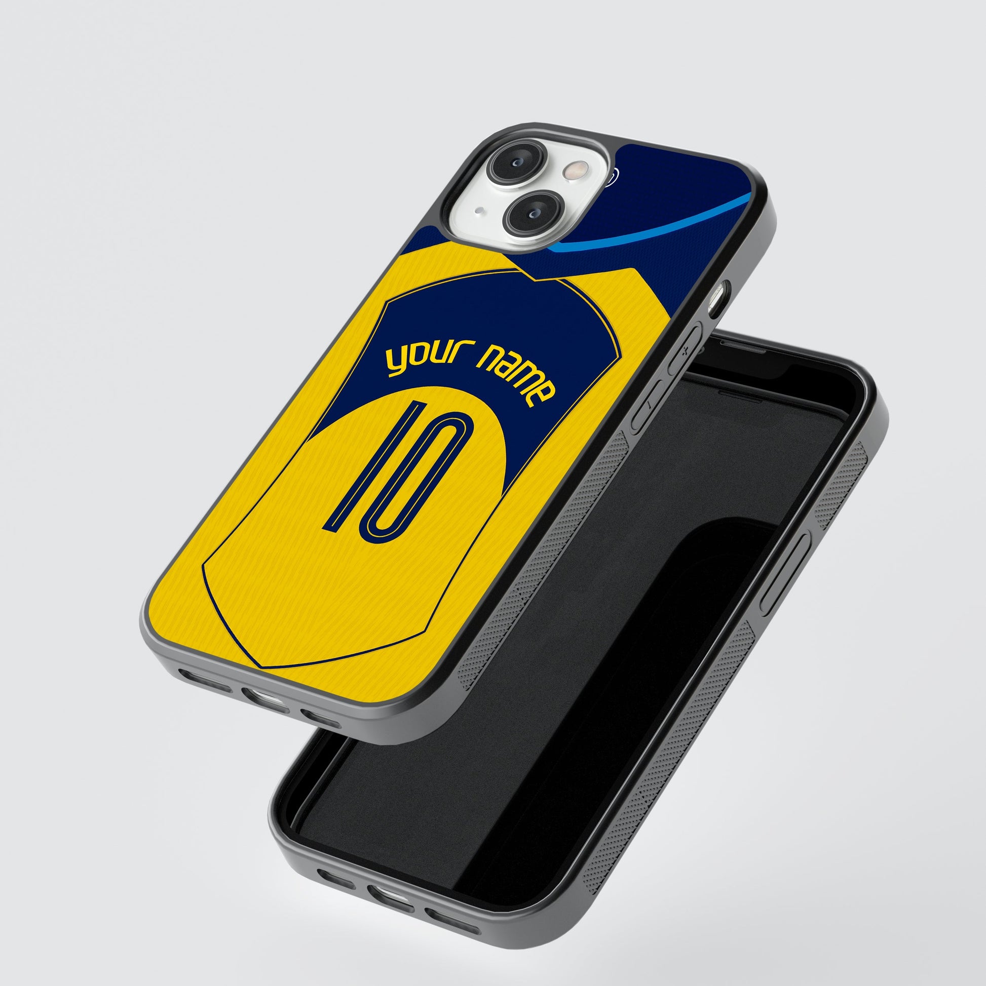Phone case with a sports design on a gray background