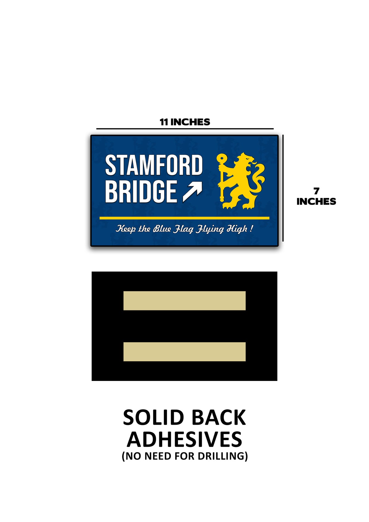 Sticker with Stamford Bridge logo and text on a white background