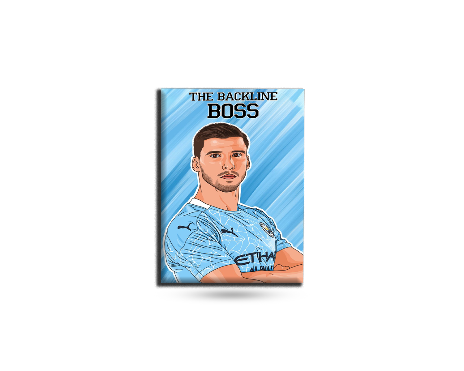 Fridge magnet with a cartoon depiction of a football player and text 'The Backline Boss' on a blue background.