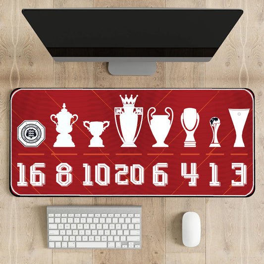 Red Icons Trophy Display Career Teams Desk-Mat