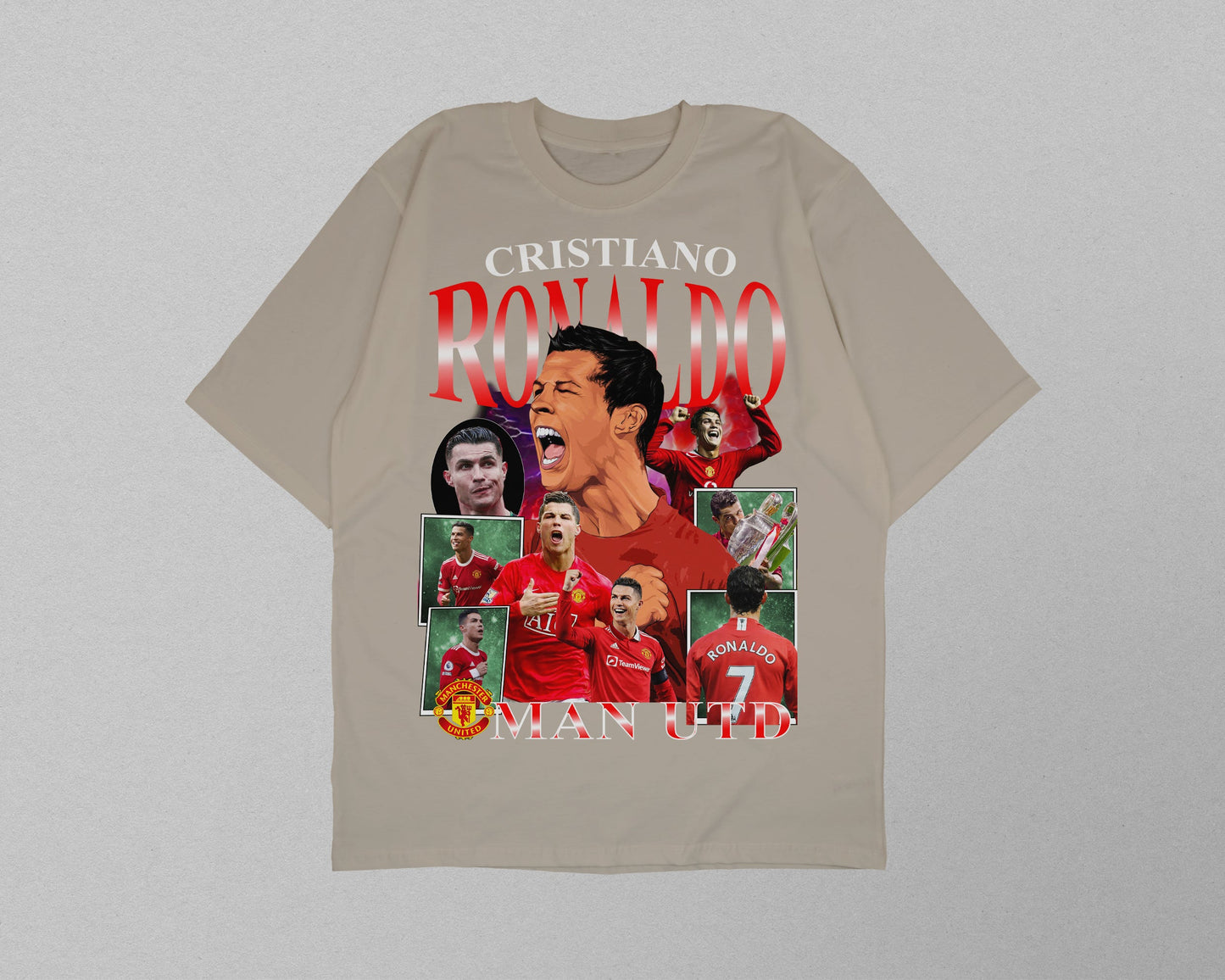 Detail print of Cristiano Ronaldo CR7 Manchester United tribute t shirt