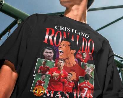 Black Cristiano Ronaldo Manchester United legacy football graphic tee