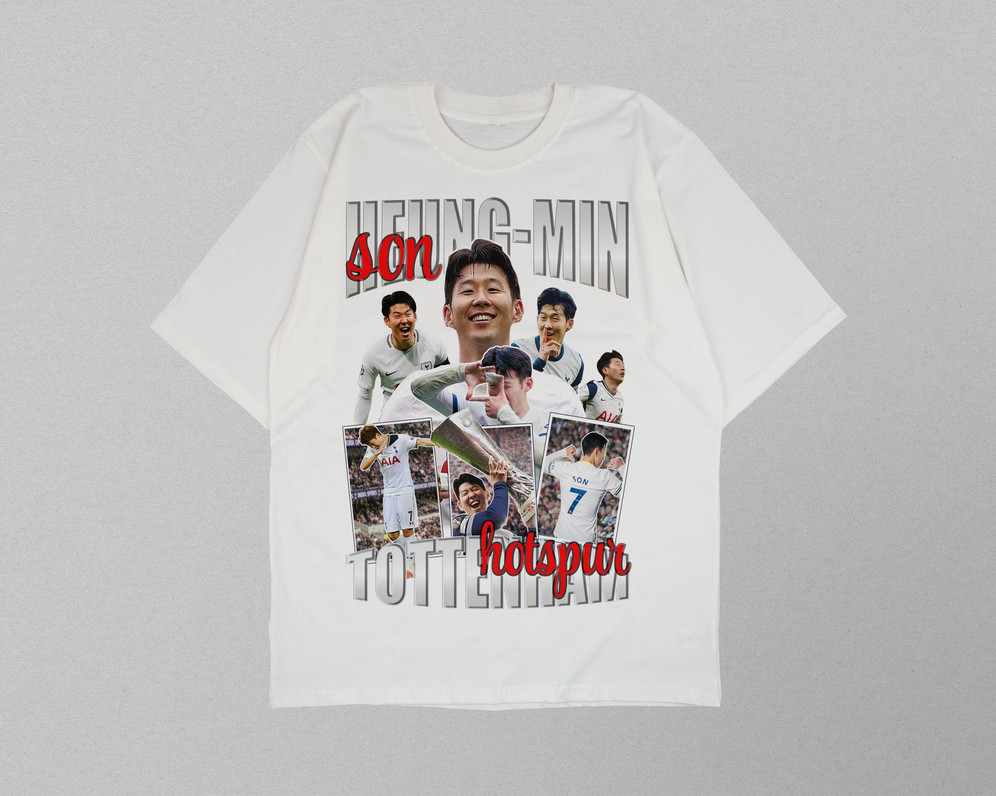 Detail print of Son Heung-Min Tottenham football tribute graphic t-shirt