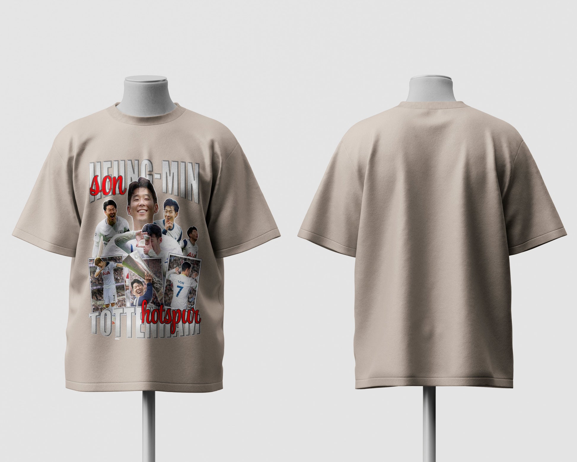 Beige Son Heung-Min Tottenham Legacy Tee Spurs graphic football shirt