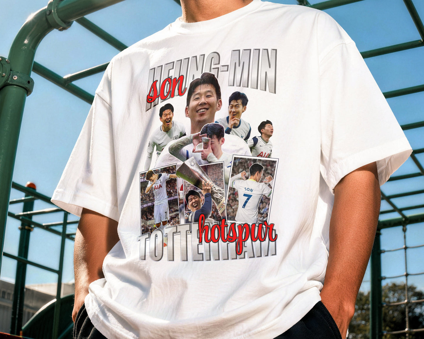 Lifestyle image of Son Heung-Min Tottenham Legacy Tee streetwear football shirt