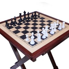 WMX Aarkay Chess Table Wooden Handmade Chess Full Size Table Chess Set with Folding Game Board | Home, Office, Travelling and Gift Uses