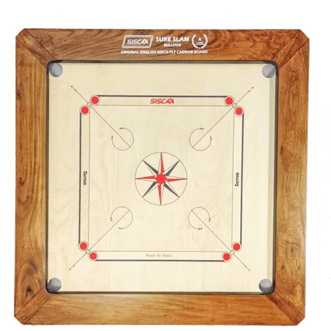 SISCAA SURESLAM Premium Collection Carrom Board with Natural Finish Frame SISCAA SURESLAM Jumbo