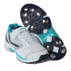 KD Cricket Shoes Bowling Spike with Rubber Cleats Field Shoe with Responsive Insole Cushioning System (Navy Teal)