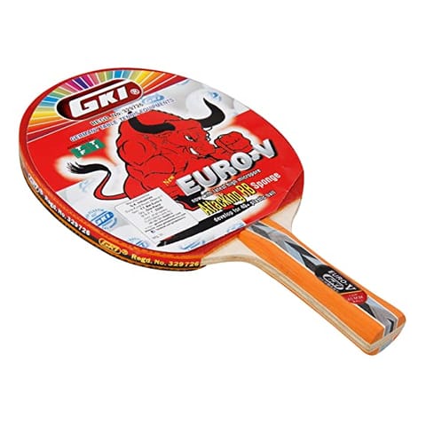 GKI Euro V Wooden Table Tennis Racquet (Multicolor)