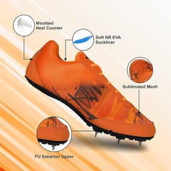 Nivia Zion-1 Men Running Spikes Shoes for Track & Field Orange