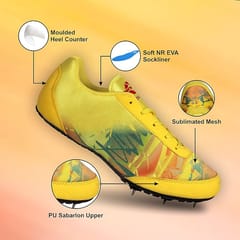 Nivia Zion-1 Men Running Spikes Shoes for Track & Field Yellow