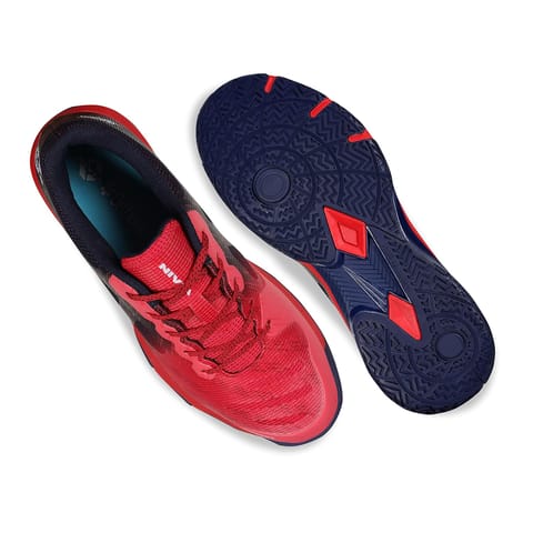 NIVIA Verdict Badminton Shoe for Men with Breathable Air Mesh and TPU Technology - Red