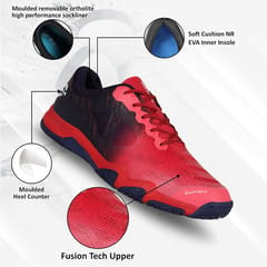 NIVIA Verdict Badminton Shoe for Men with Breathable Air Mesh and TPU Technology - Red