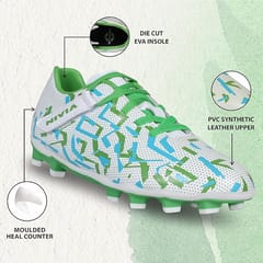 Nivia Encounter 10.0 Football Studs Lightweight Shoe for Kids White Green