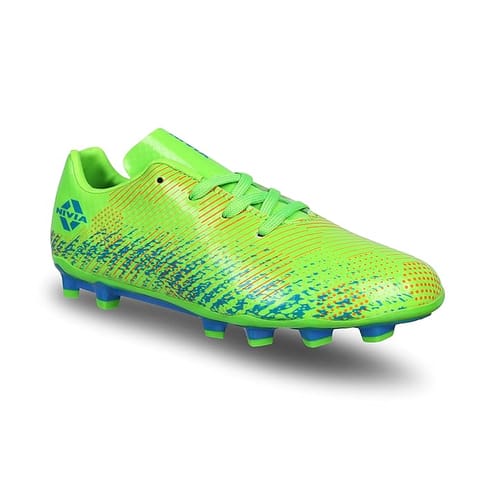 Nivia Encounter 9.0 Synthetic Leather Football Stud, Neon Green Blue