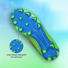 Nivia Encounter 9.0 Synthetic Leather Football Stud, Neon Green Blue