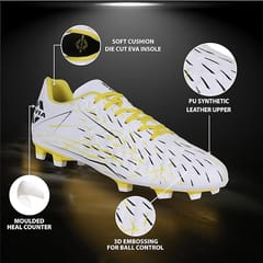 Nivia Spear Football Studs for Men | White-Yellow