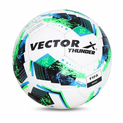 VECTOR X THUNDER Hand stitched Football - Size: 5 (Pack of 1) - White-Green