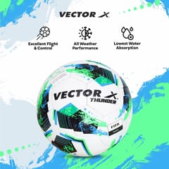 VECTOR X THUNDER Hand stitched Football - Size: 5 (Pack of 1) - White-Green