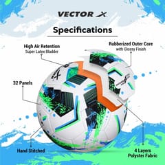 VECTOR X THUNDER Hand stitched Football - Size: 5 (Pack of 1) - White-Green