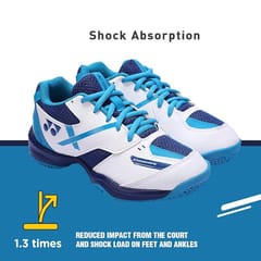 YONEX POWER CUSHION SHB 39EX SHOES | Ideal For Badminton, Squash, Table Tennis, Volleyball | Non-Marking Sole | White Blue