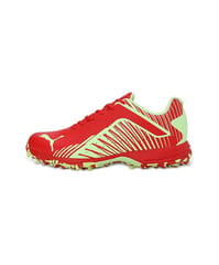 Puma FH 22 Men's Rubber Cricket Shoe, Red-Speed Green