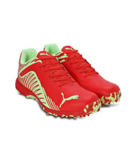 Puma FH 22 Men's Rubber Cricket Shoe, Red-Speed Green