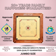 SISCAA SURESLAM Premium Collection Carrom Board with Natural Finish Frame SISCAA SURESLAM Jumbo