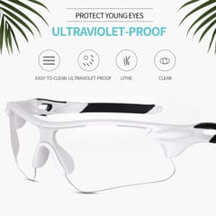 KD Multi-colored Unisex Sports Sunglasses For Cricket, Cycling, Racing, Climbing, Golf, Riding and UV Protection - Free Size , White Clear