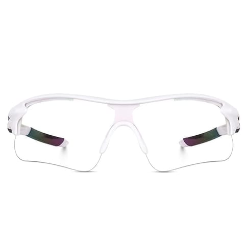 KD Multi-colored Unisex Sports Sunglasses For Cricket, Cycling, Racing, Climbing, Golf, Riding and UV Protection - Free Size , White Clear