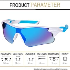 KD Multi-colored Scratch Resistant Unisex Sport Sunglasses For Cricket, Cycling, Racing, Climbing, Golf, Riding and UV Protection - Free Size ,  Sky Blue