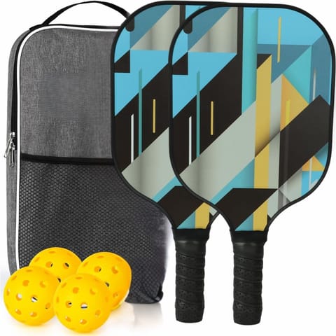 KD Pickleball Paddles, Carbon Fiber Pickleball Set, 2 Paddles with 4 Balls, Portable Carry Bag, USAPA Approved Graphite Pickleball Rackets with Comfort Grip., Assorted Color