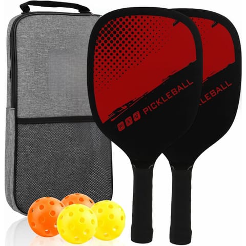 Kd Pickleball Paddles,Fiber Wood Surface Pickleball Paddles Set , 2 Paddles with 4 Pickleballs, Pickleball Bag, Pickleball Paddle Set for Men and Women, Assorted Color